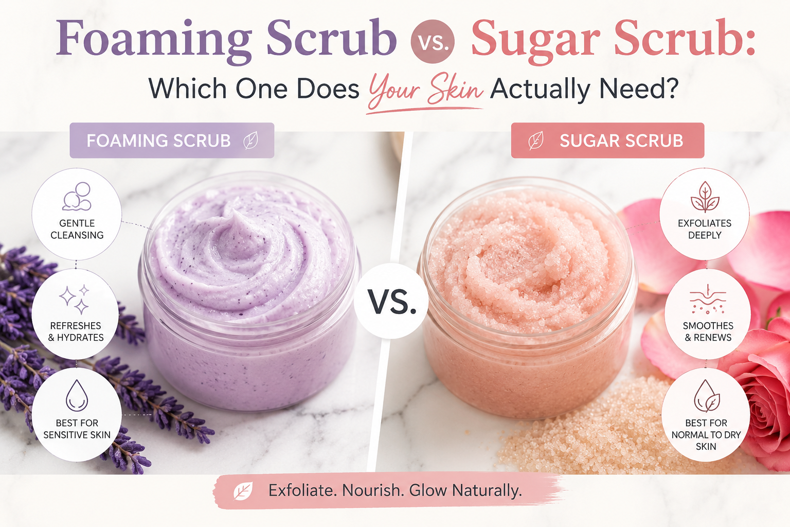 Foaming Scrub vs. Sugar Scrub