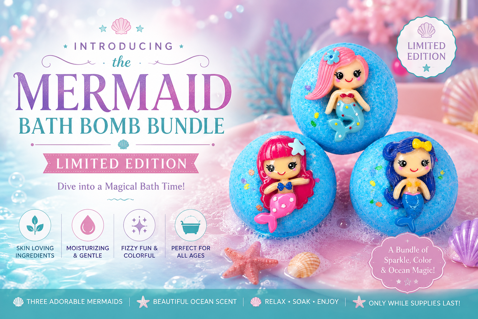 Introducing the Mermaid Bath Bomb Bundle